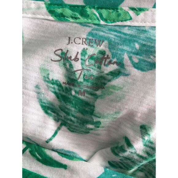 J. Crew Women's Medium Palm Leaves Slub Cotton Tee - Picture 4 of 5
